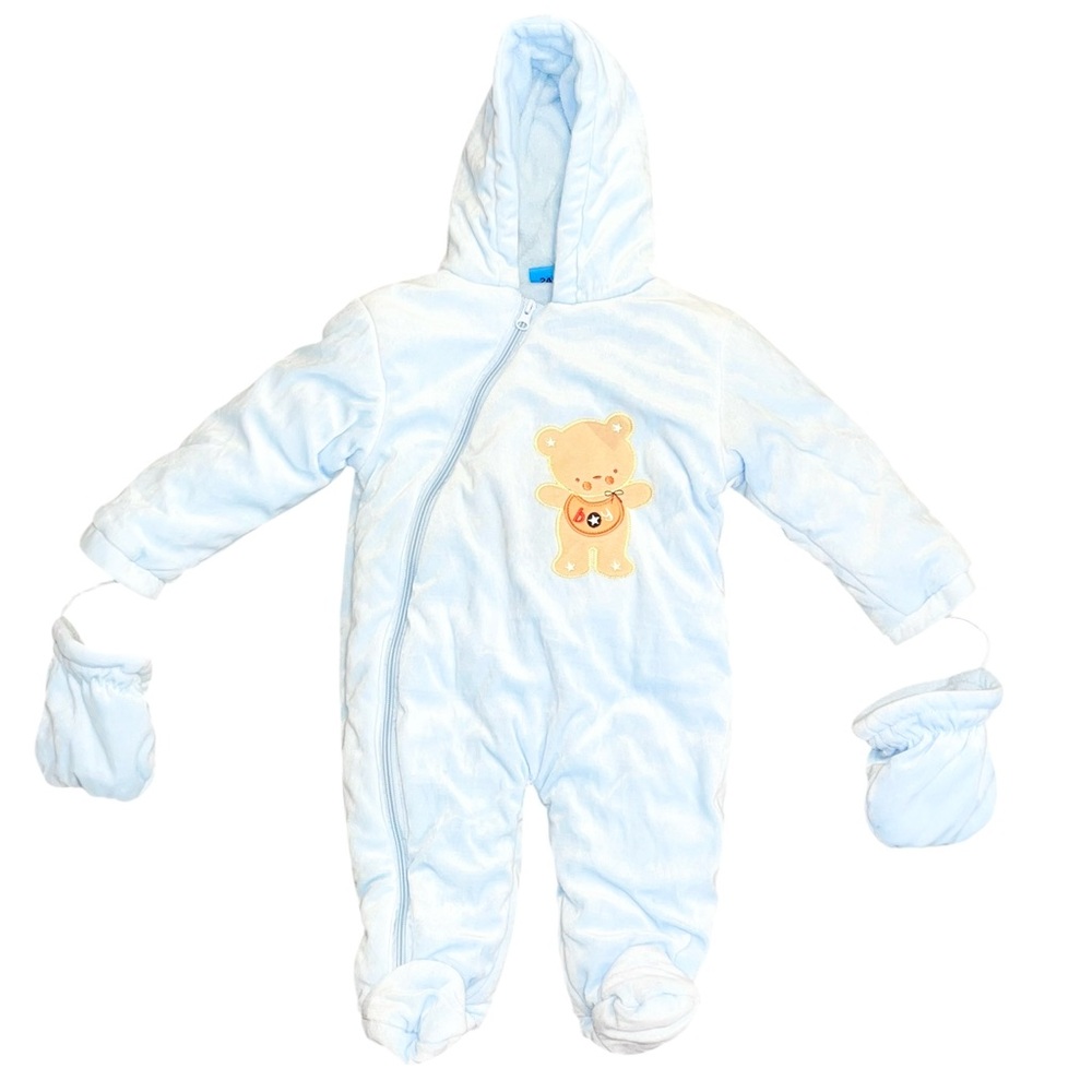 Sweet & Soft Baby Boy Footed Snowsuit with Mittens - Size 24 Months